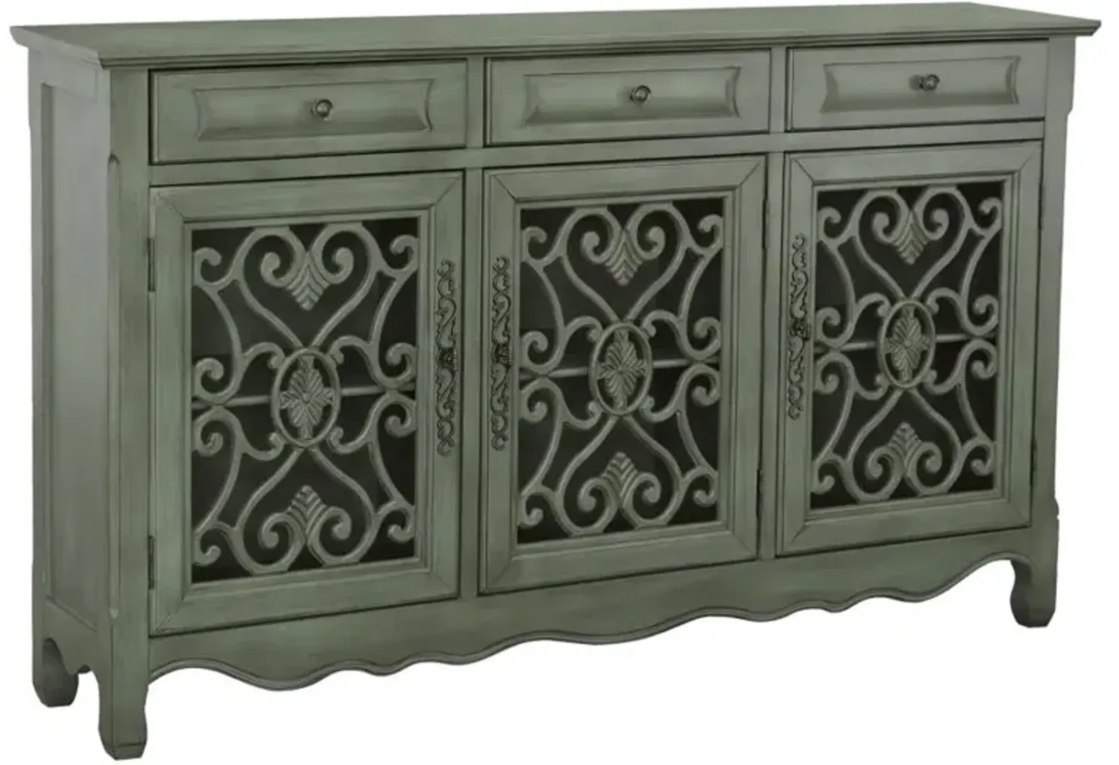 Madeline 3-door Accent Cabinet Antique Green