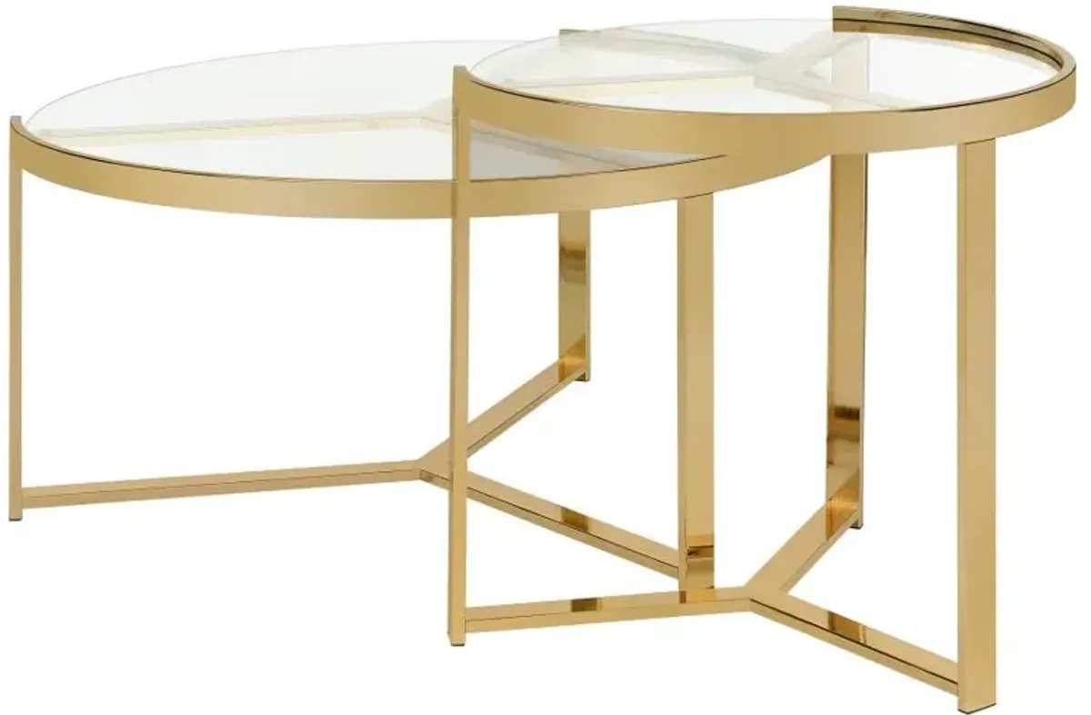 Delia 2-piece Round Nesting Table Clear and Gold