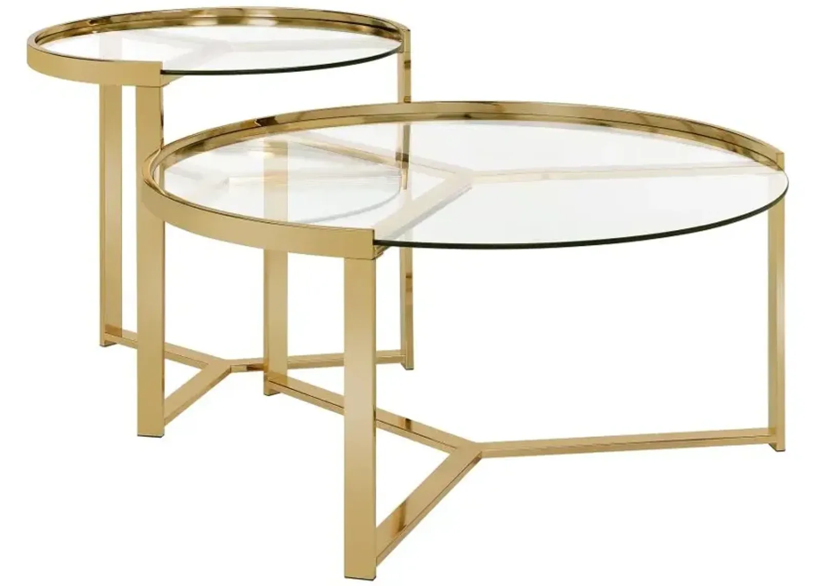 Delia 2-piece Round Nesting Table Clear and Gold