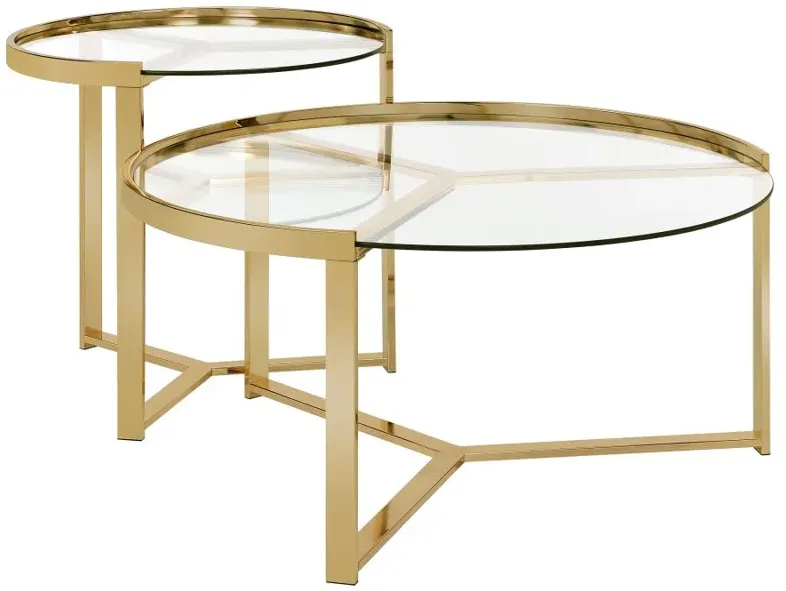 Delia 2-piece Round Nesting Table Clear and Gold