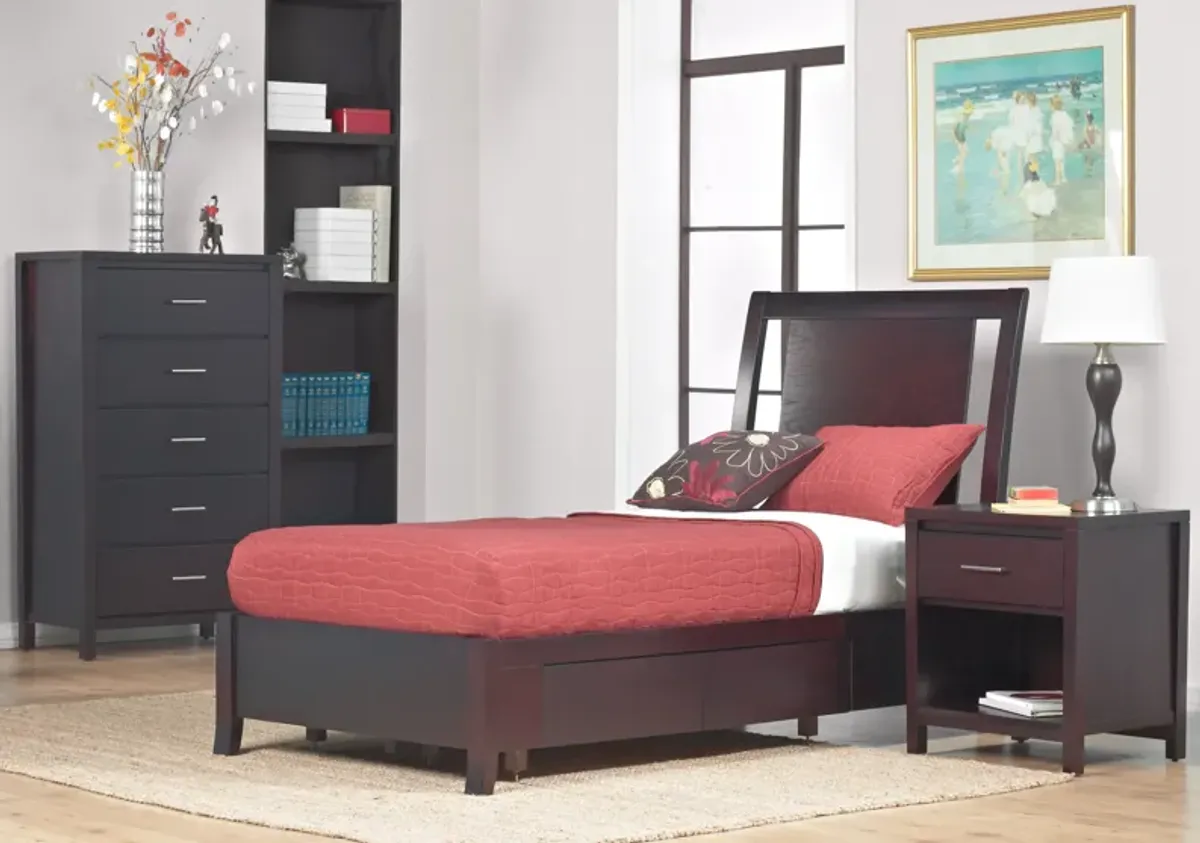 Nevis King-size Low Profile Storage Bed in Espresso