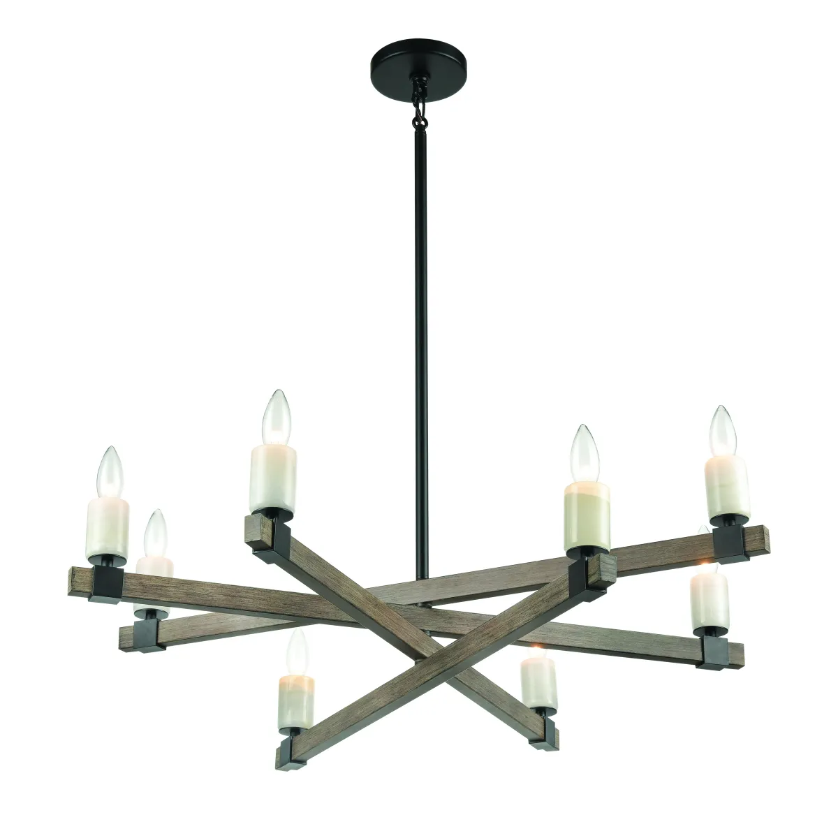 Stone Manor 34" Wide 8-Light Chandelier - Matte Black