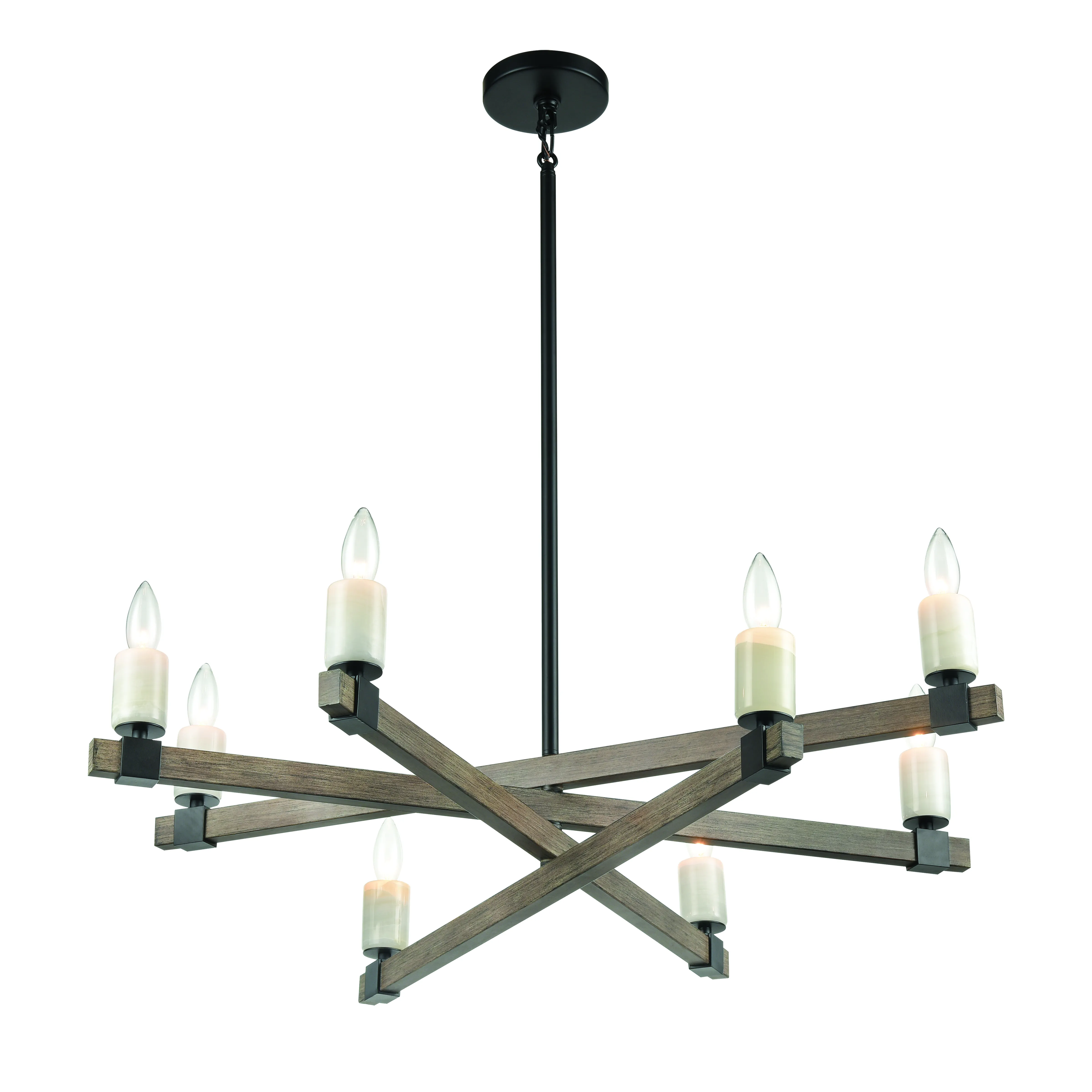 Stone Manor 34" Wide 8-Light Chandelier - Matte Black