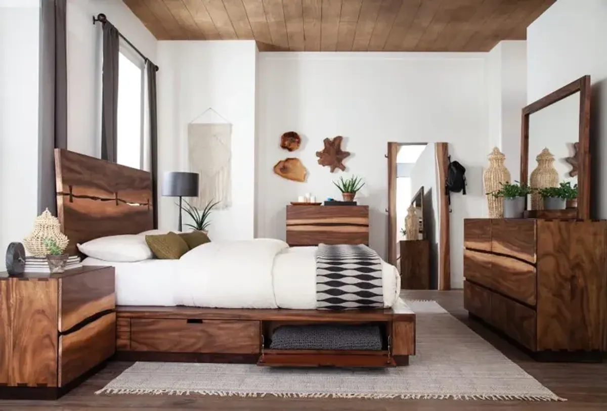 Tate Storage Eastern King Bed Smokey Walnut And Coffee Bean