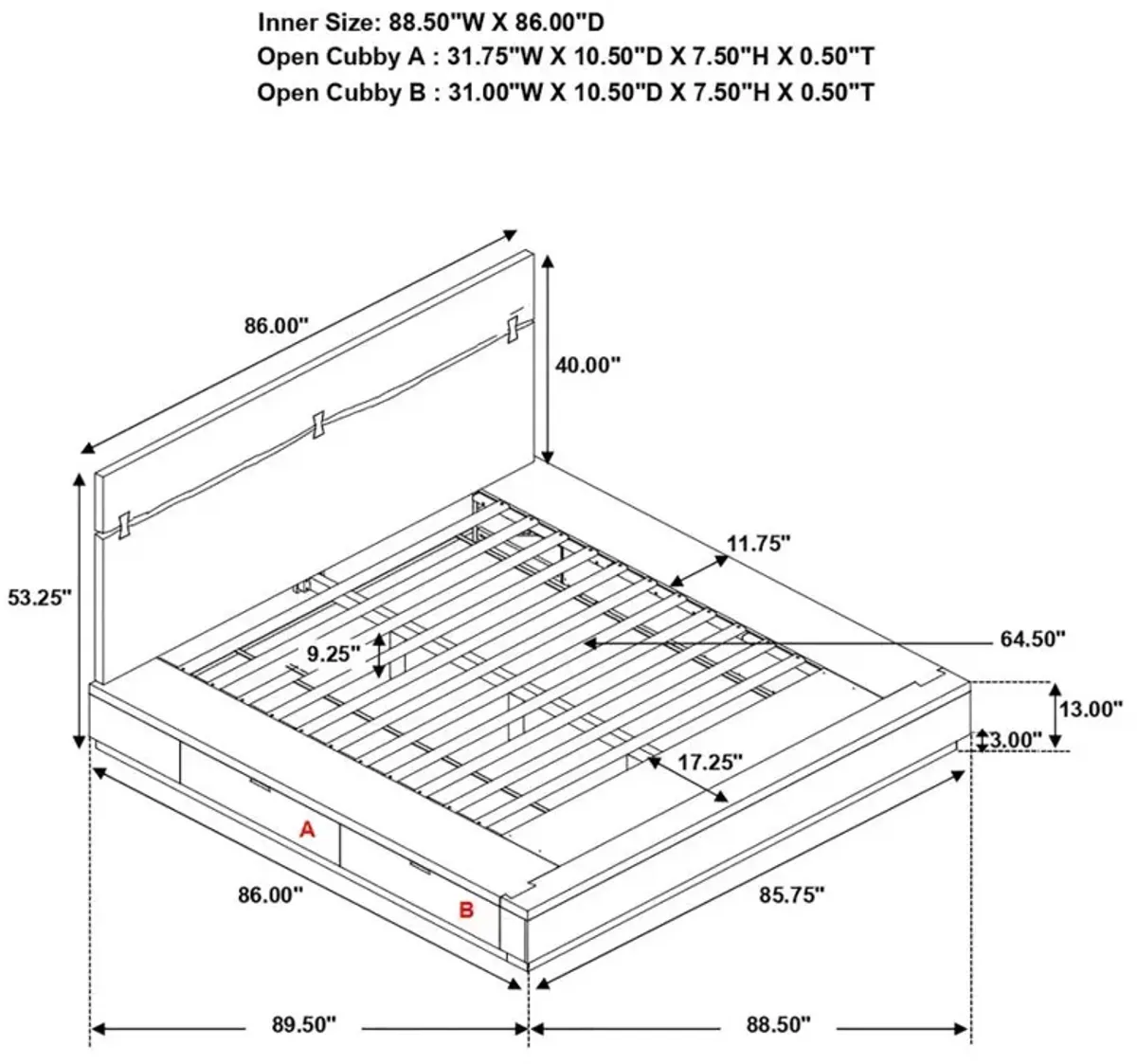 Tate Storage Eastern King Bed Smokey Walnut And Coffee Bean