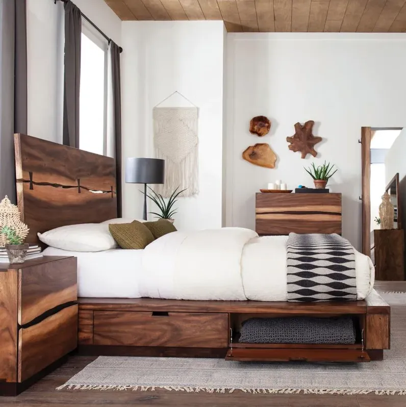 Tate Storage Eastern King Bed Smokey Walnut And Coffee Bean