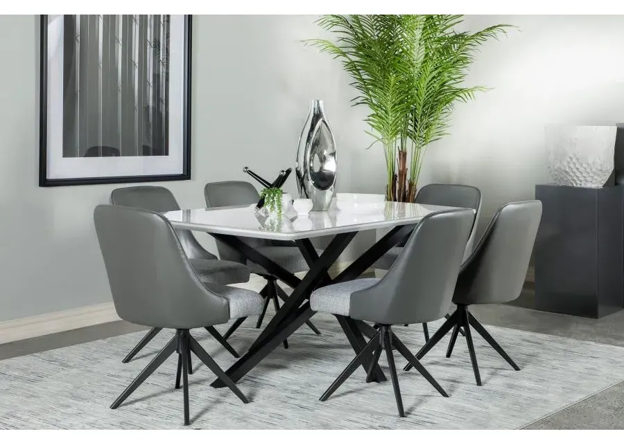 Paulita 7-piece Rectangular Dining Set White and Grey