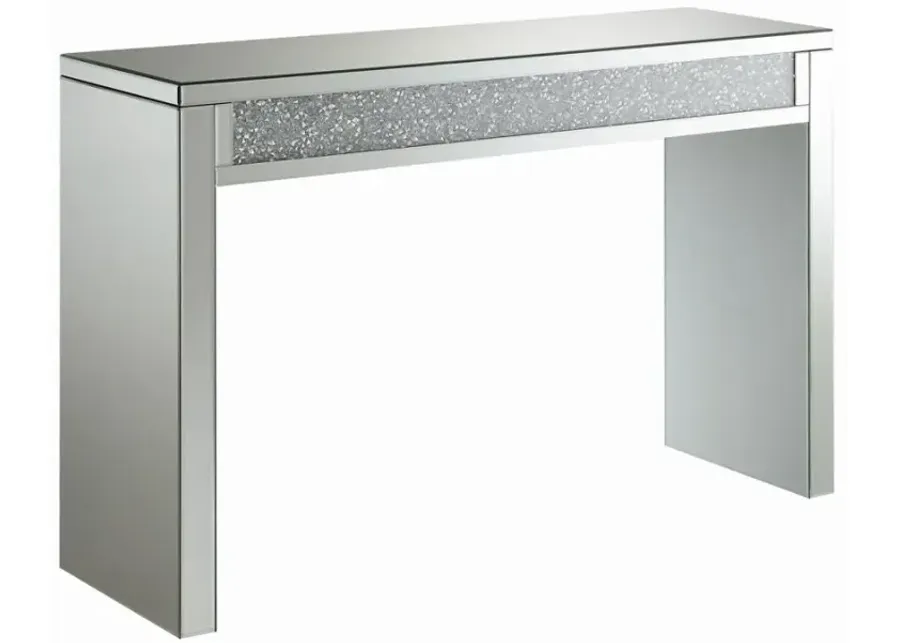 Gillian Rectangular Sofa Table Silver and Clear Mirror