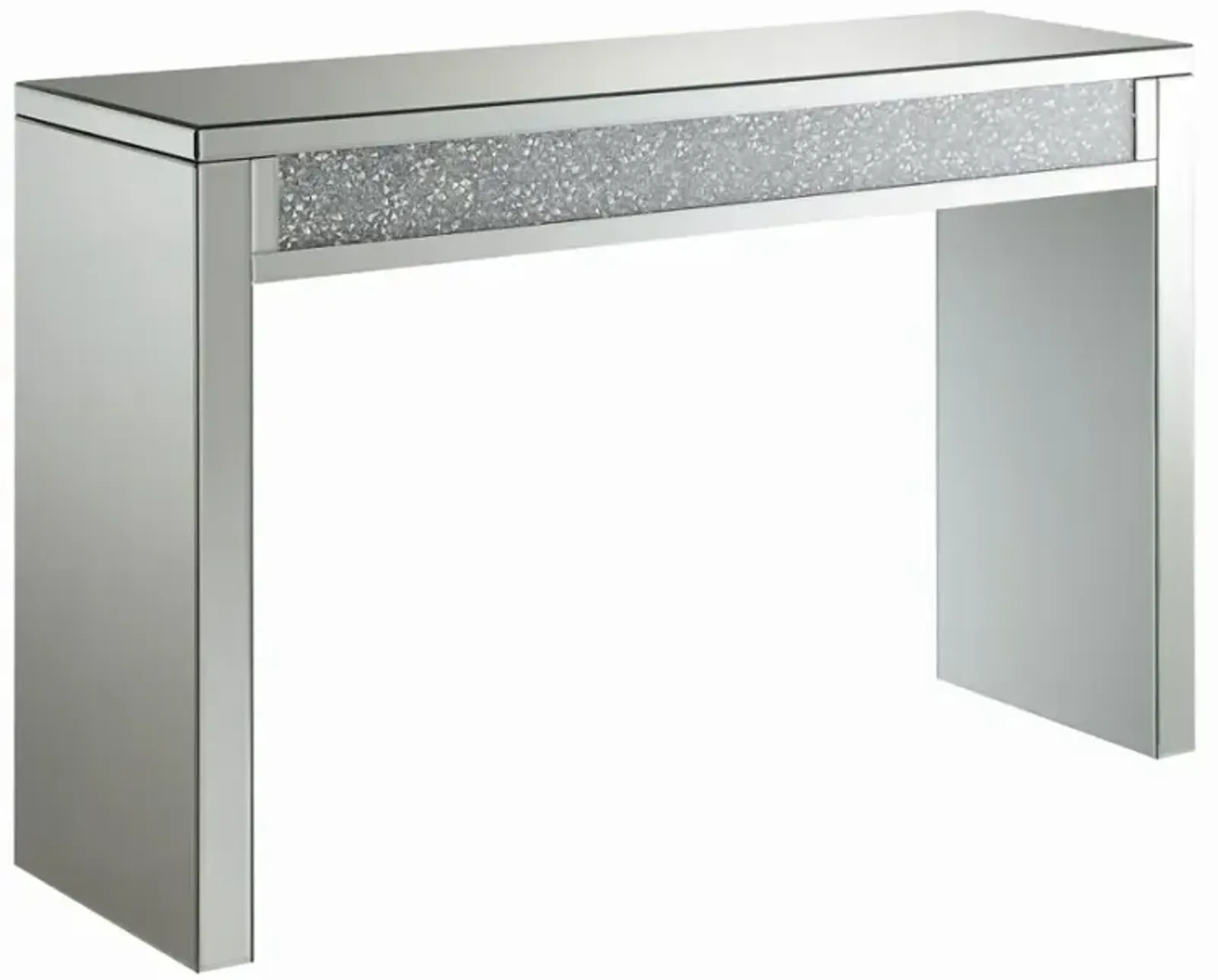 Gillian Rectangular Sofa Table Silver and Clear Mirror