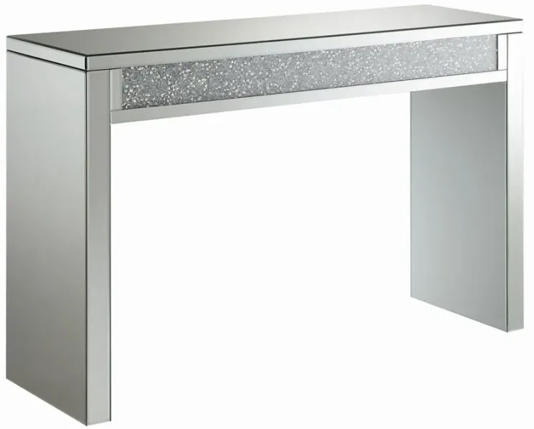 Gillian Rectangular Sofa Table Silver and Clear Mirror