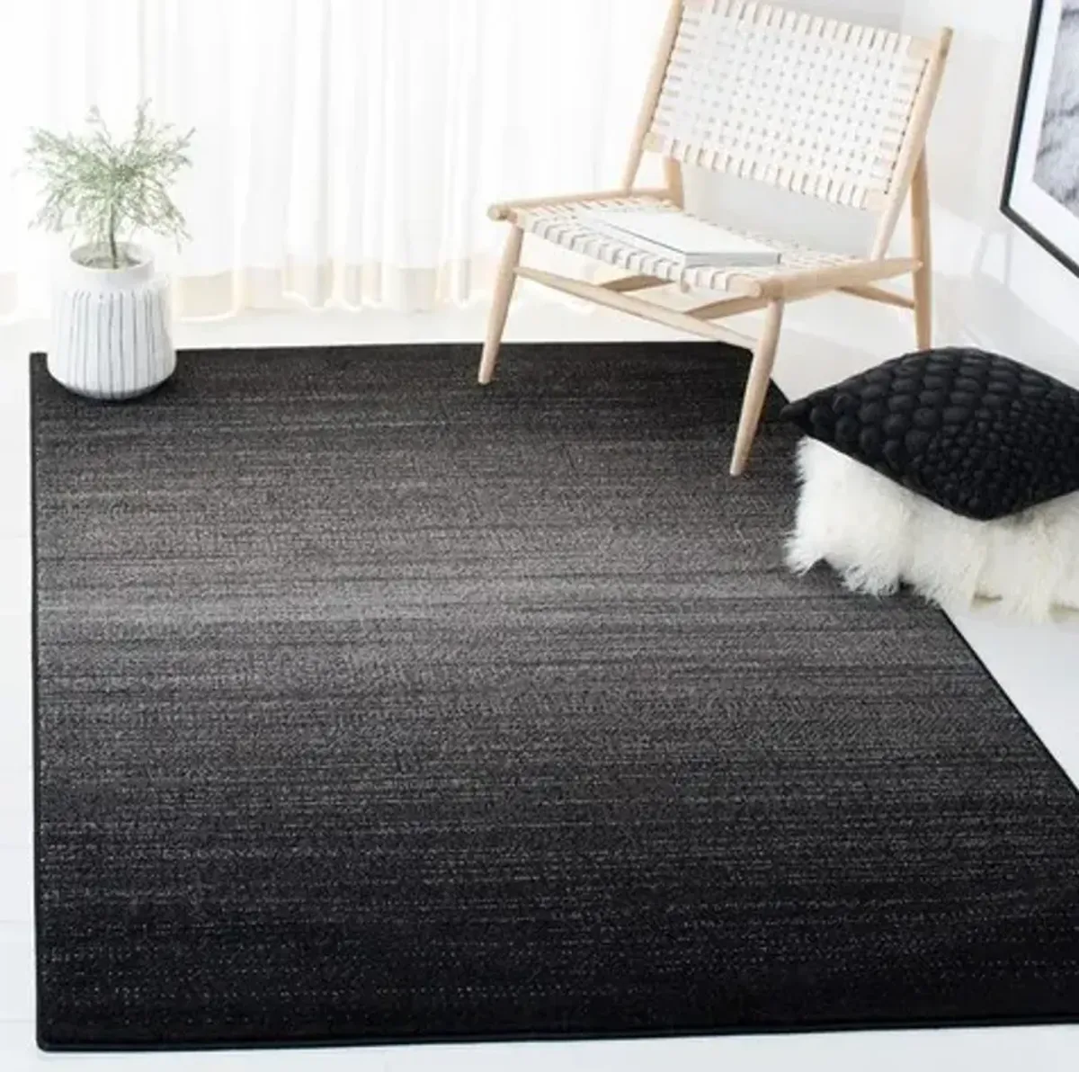 ADIRONDACK Contemporary Light Grey / Black 2'-6" X 8' Powerloomed Rug