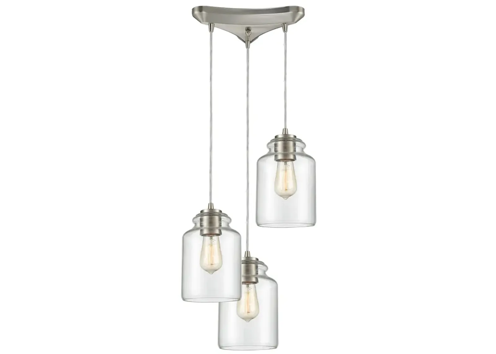 Josie 12" Wide 3-Light Multi Pendant - Satin Nickel