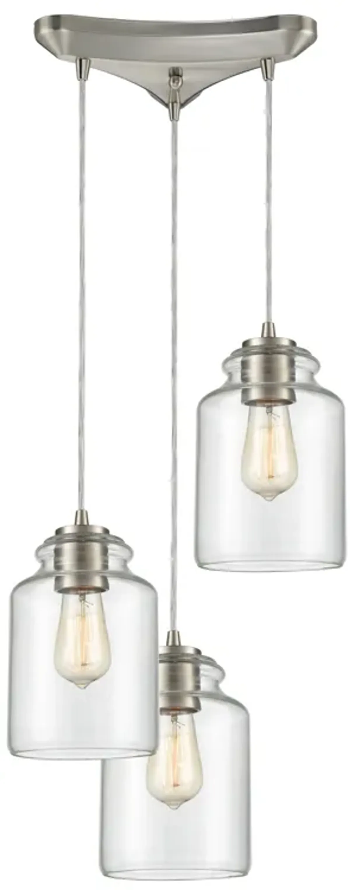 Josie 12" Wide 3-Light Multi Pendant - Satin Nickel