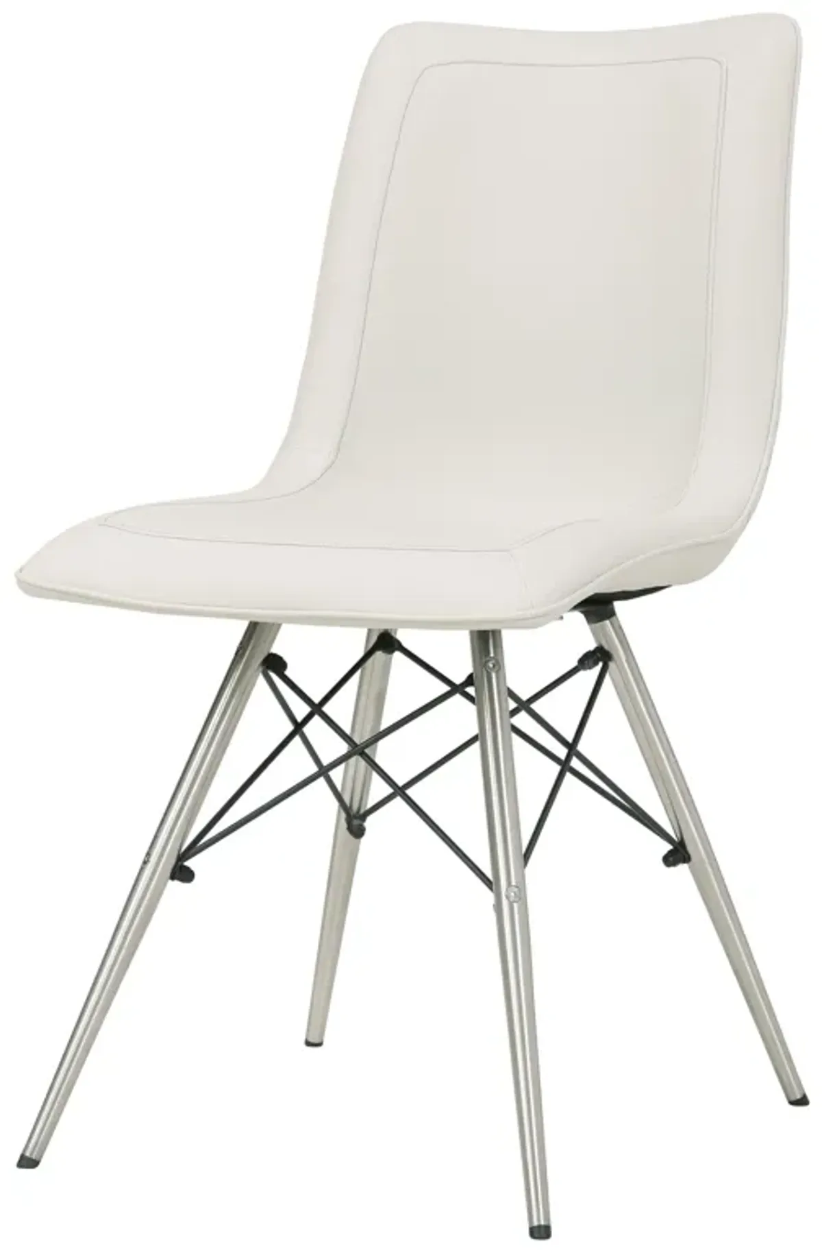 Blaine  Faux Leather Dining Side Chair Stainless Steel Legs, Light Cream  - Set of 2