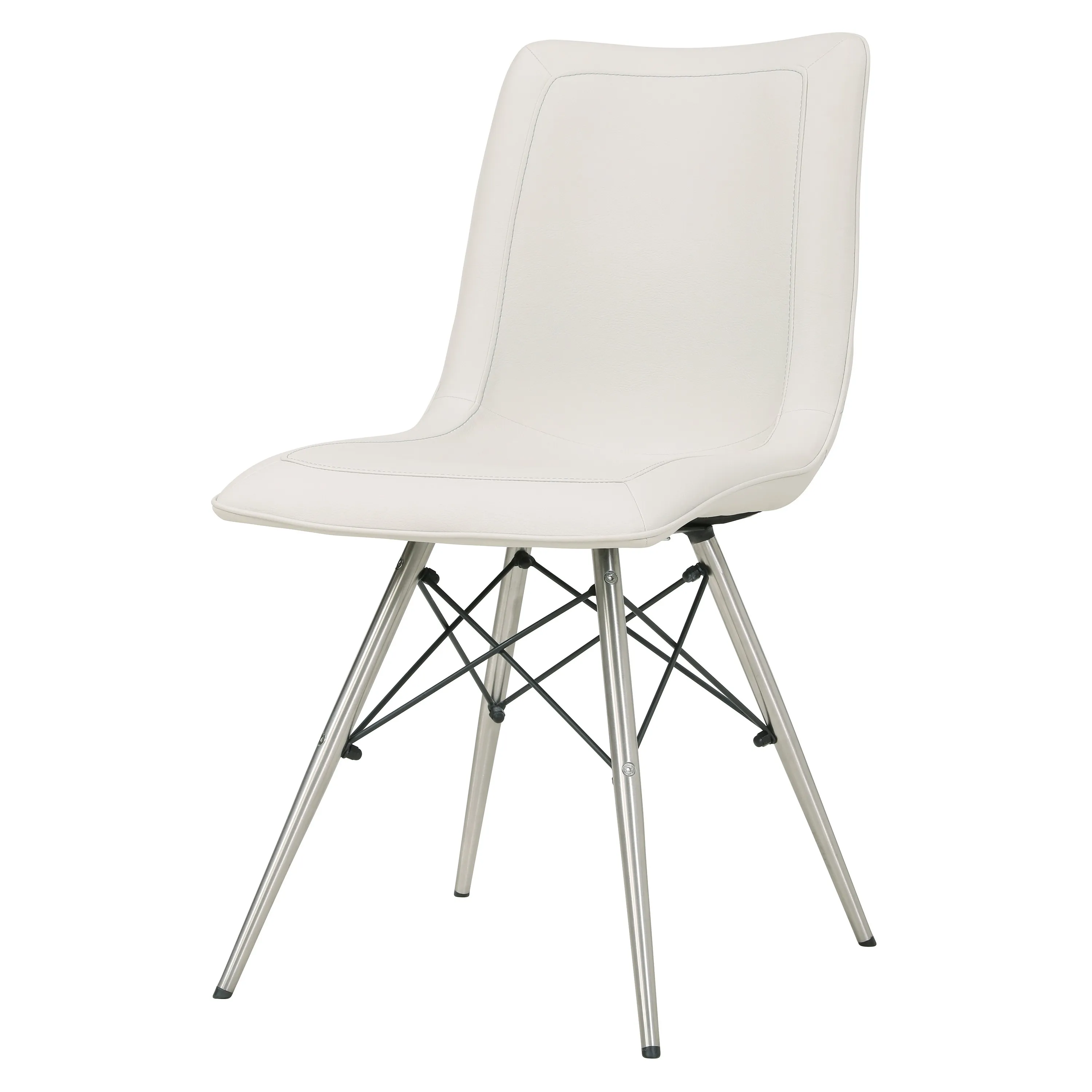 Blaine  Faux Leather Dining Side Chair Stainless Steel Legs, Light Cream  - Set of 2