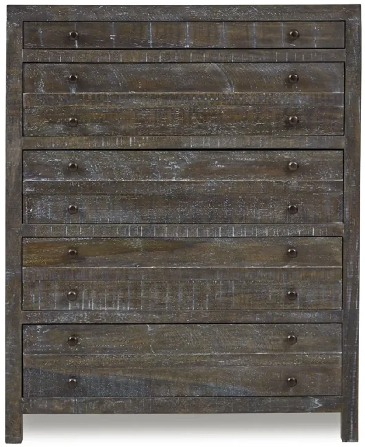 Townsend Solid Wood Five Drawer Chest in Gunmetal (2024)