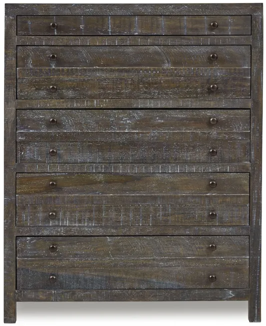 Townsend Solid Wood Five Drawer Chest in Gunmetal (2024)