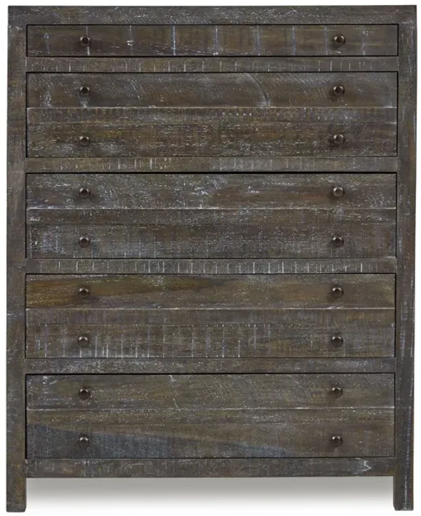 Townsend Solid Wood Five Drawer Chest In Gunmetal (2024)