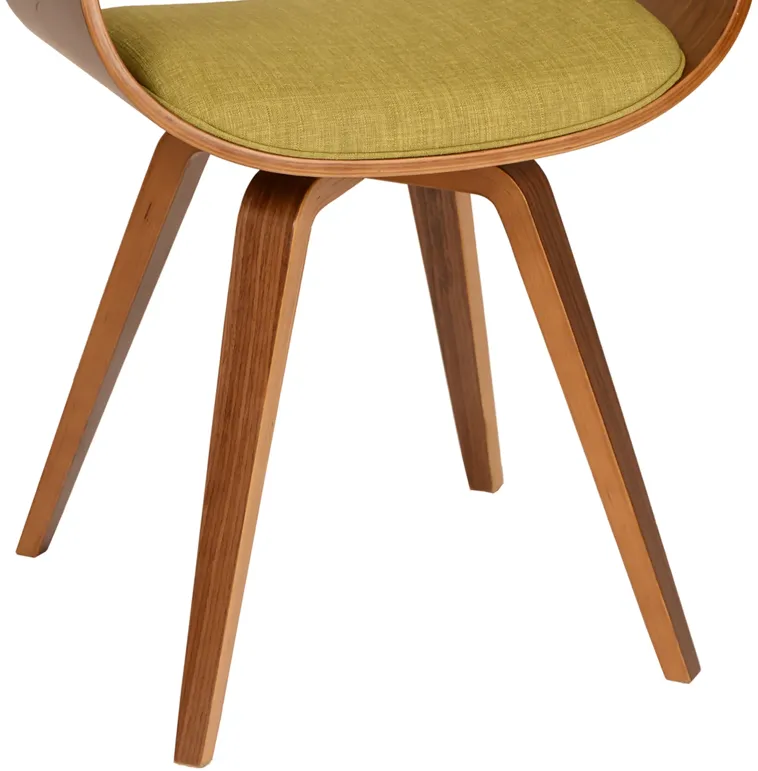 Summer Modern Chair In Green Fabric and Walnut Wood