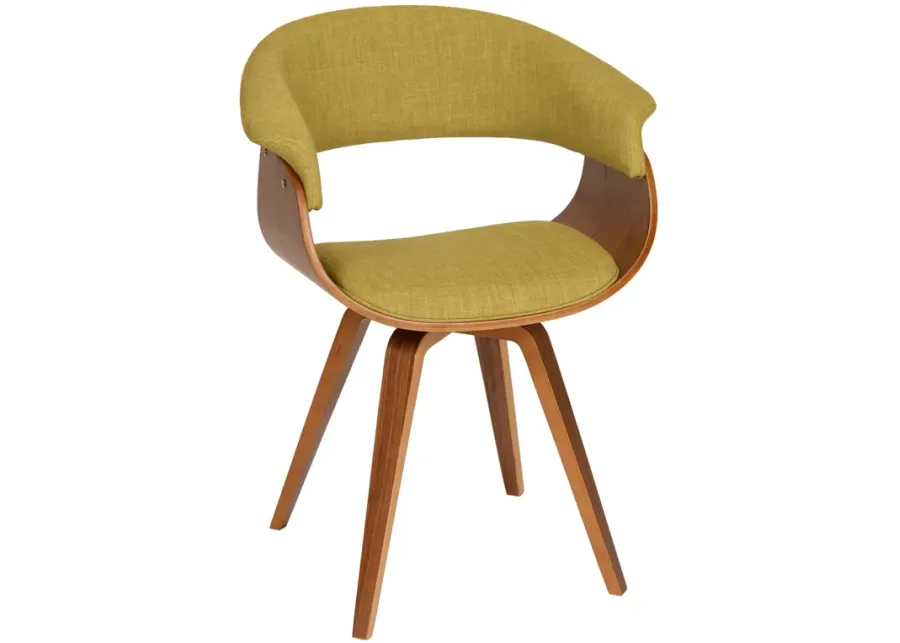 Summer Modern Chair In Green Fabric and Walnut Wood