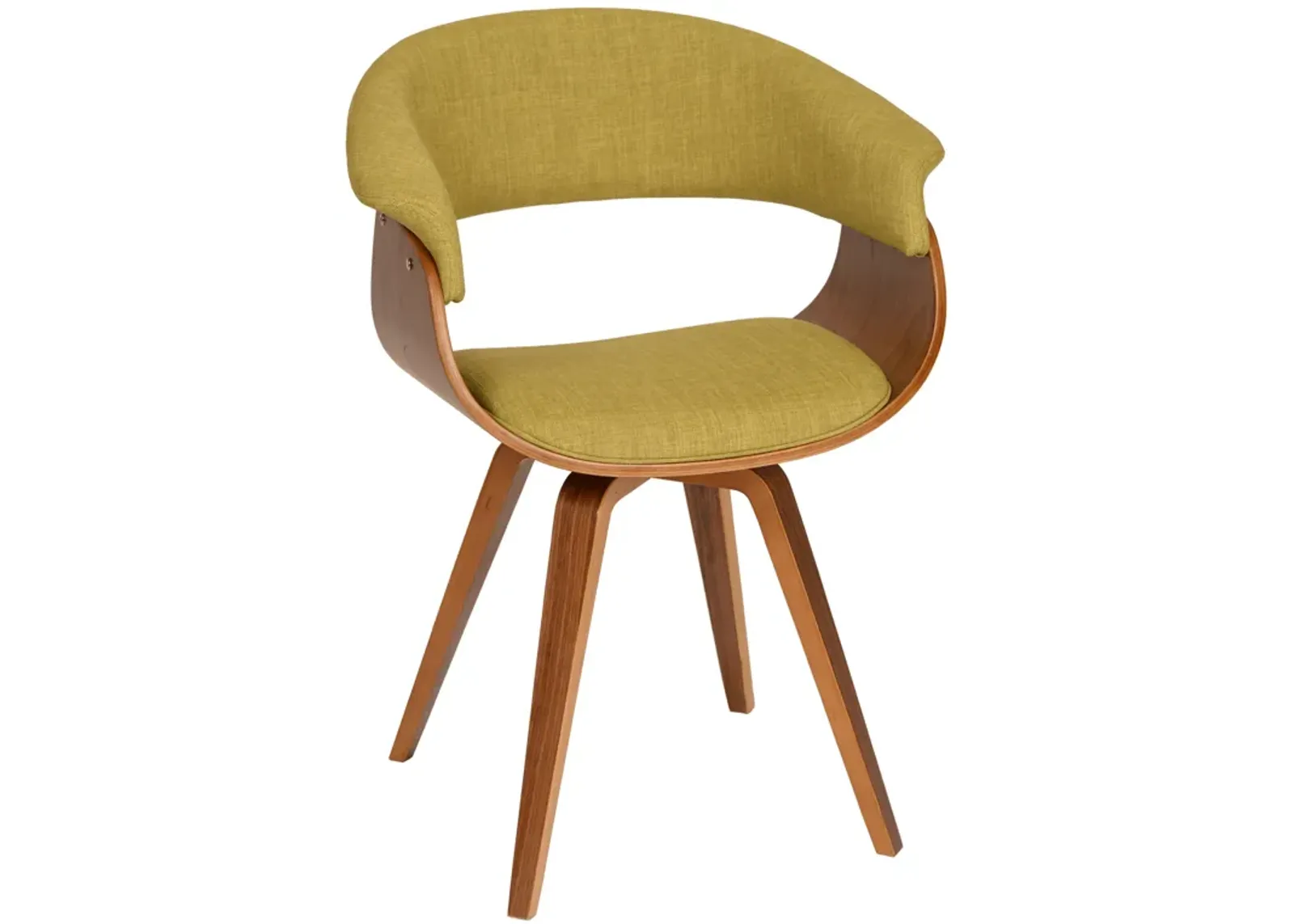 Summer Modern Chair In Green Fabric and Walnut Wood