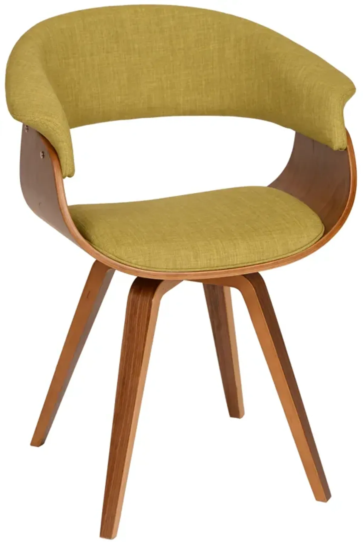 Summer Modern Chair In Green Fabric and Walnut Wood