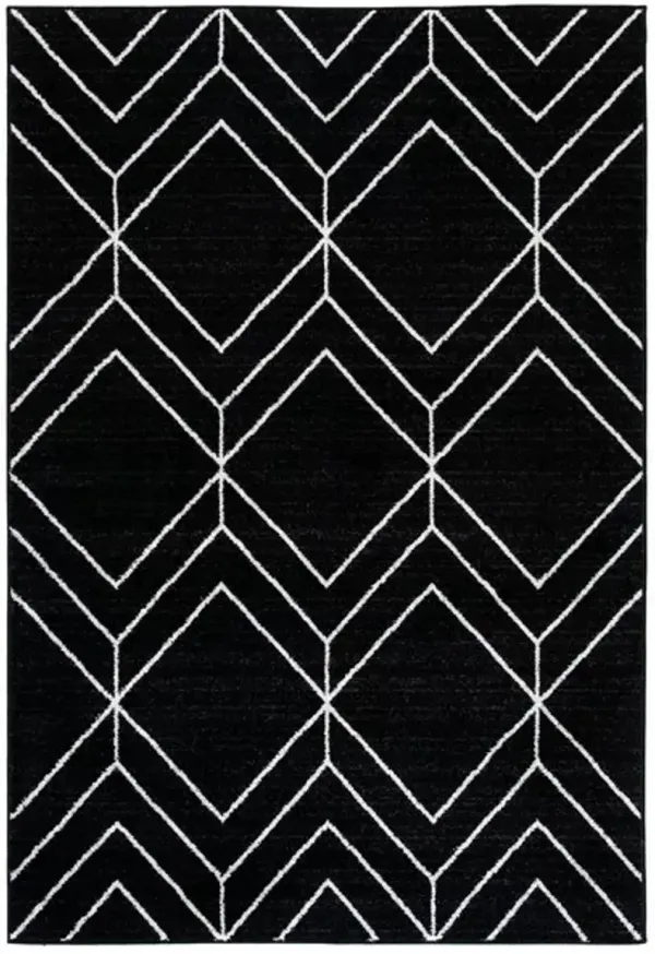 ADIRONDACK Contemporary Black / Ivory 2'-6" X 6' Powerloomed Rug