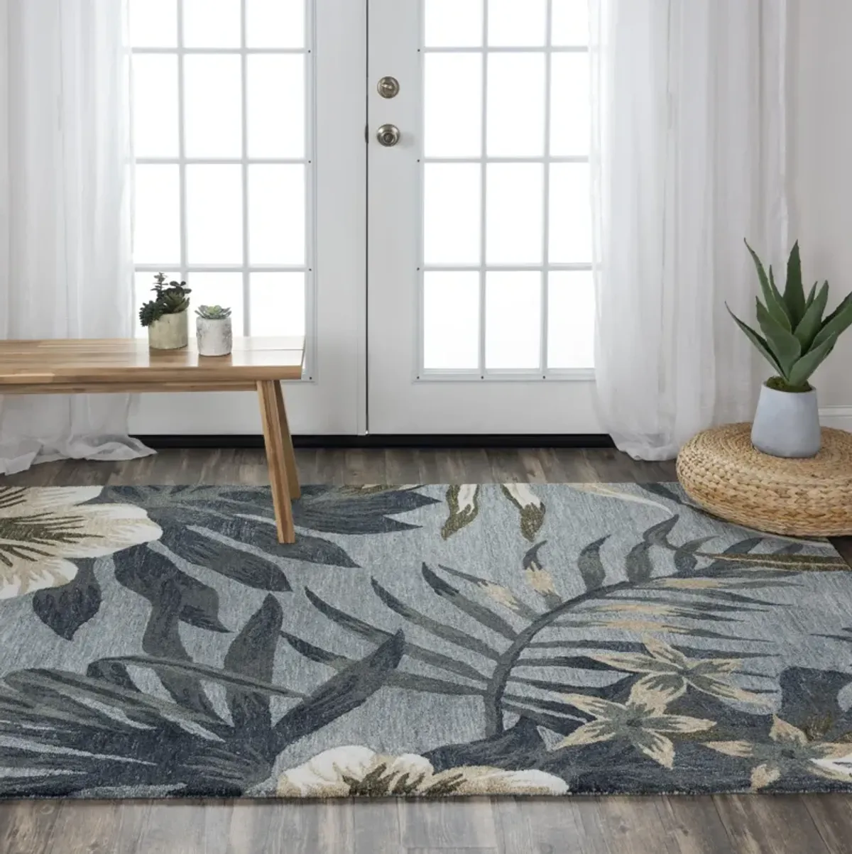 Miramar Gray Coastal  Recycled Polyester 7'9" x 9'9" Rectangle Rug