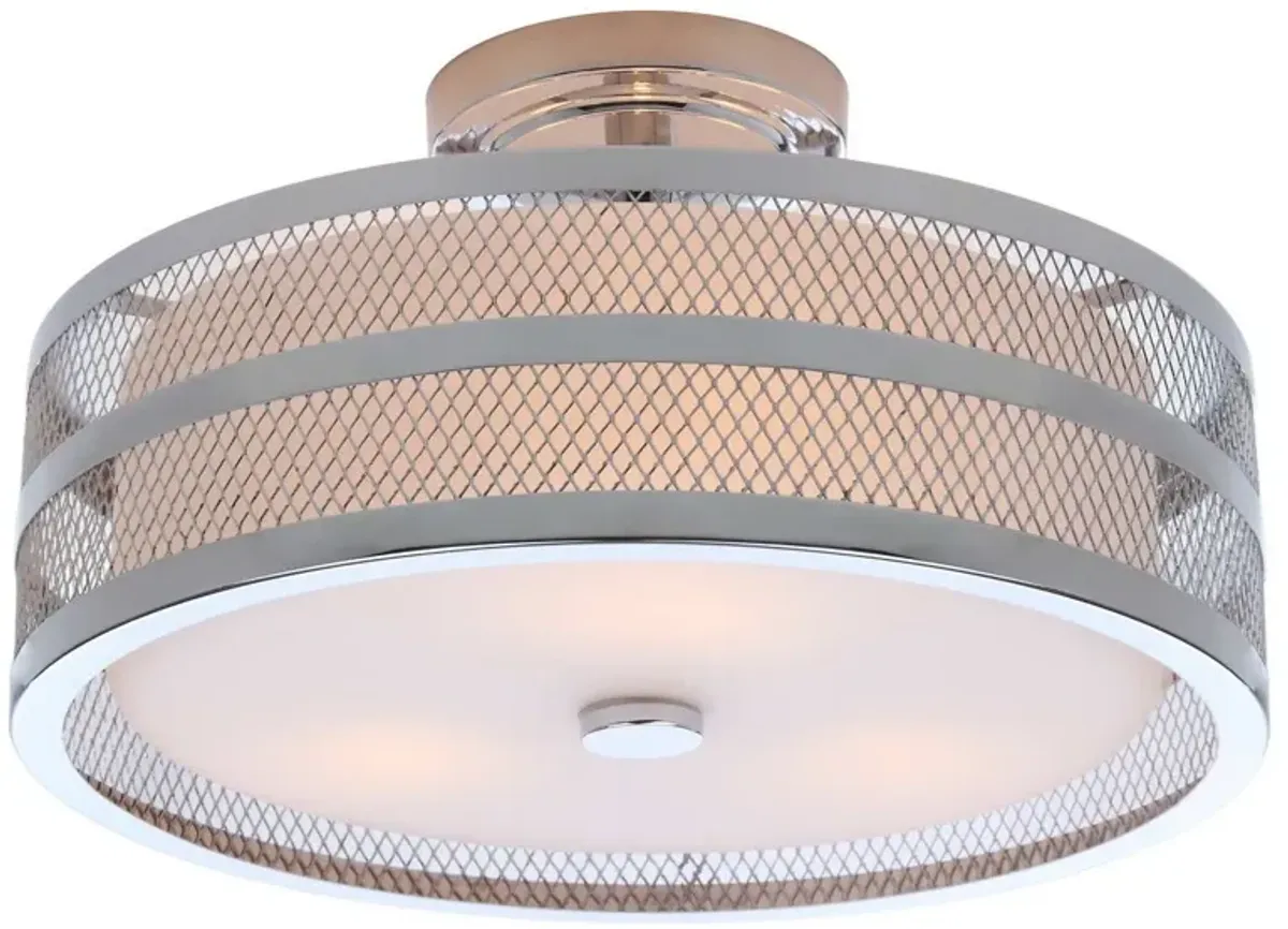 Greta 3 Light Chrome 15.75-Inch Dia Veil Semi Flush