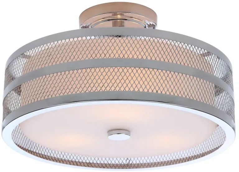 Greta 3 Light Chrome 15.75-Inch Dia Veil Semi Flush