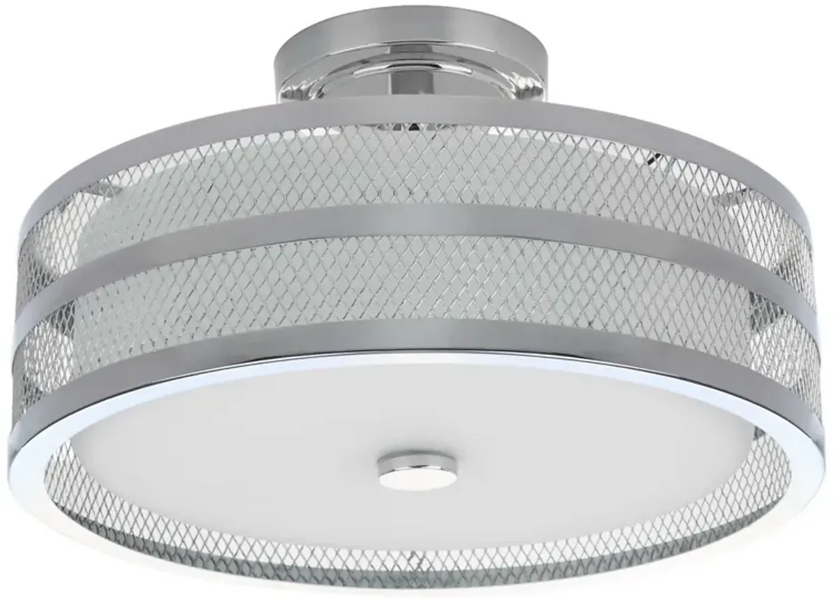 Greta 3 Light Chrome 15.75-Inch Dia Veil Semi Flush