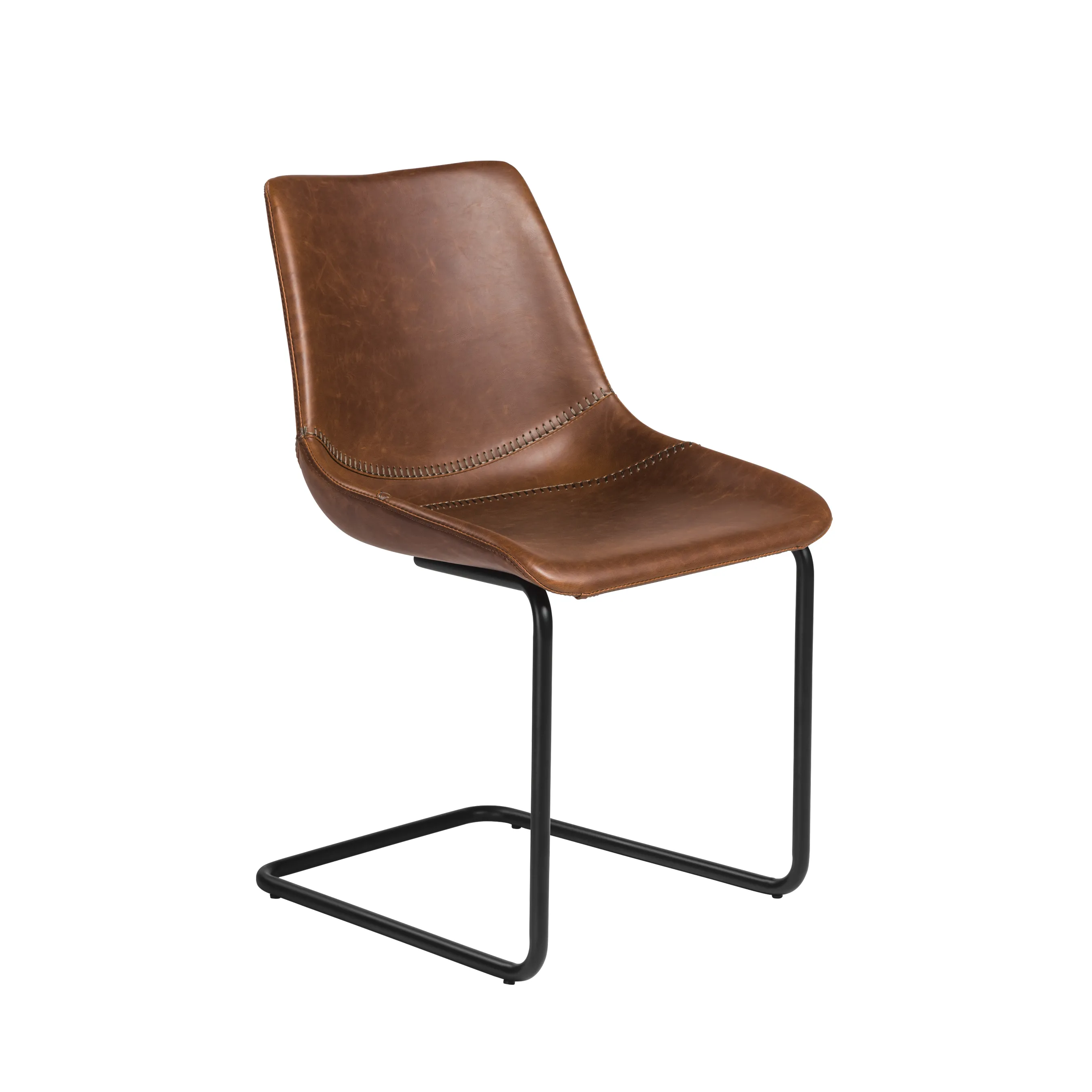 Flynn Side Chair in Dark Brown with Black Powder Coated Legs - Set of 2