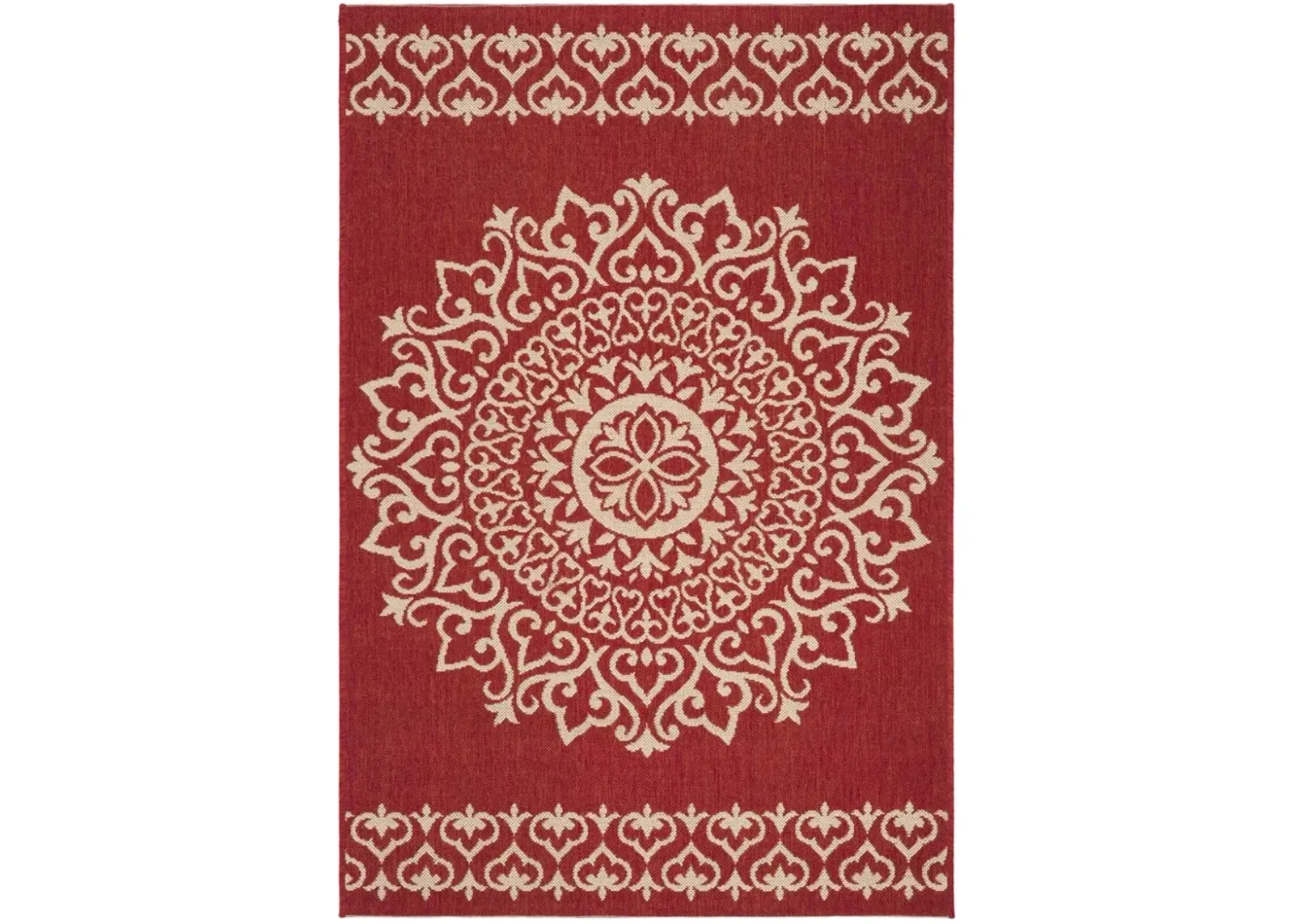 BEACH HOUSE 183 Red 4' X 4' Square Square Rug