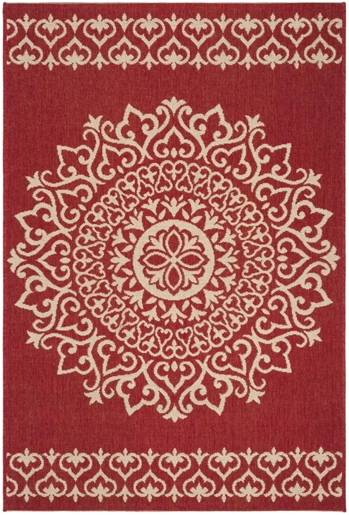 BEACH HOUSE 183 Red 4' X 4' Square Square Rug