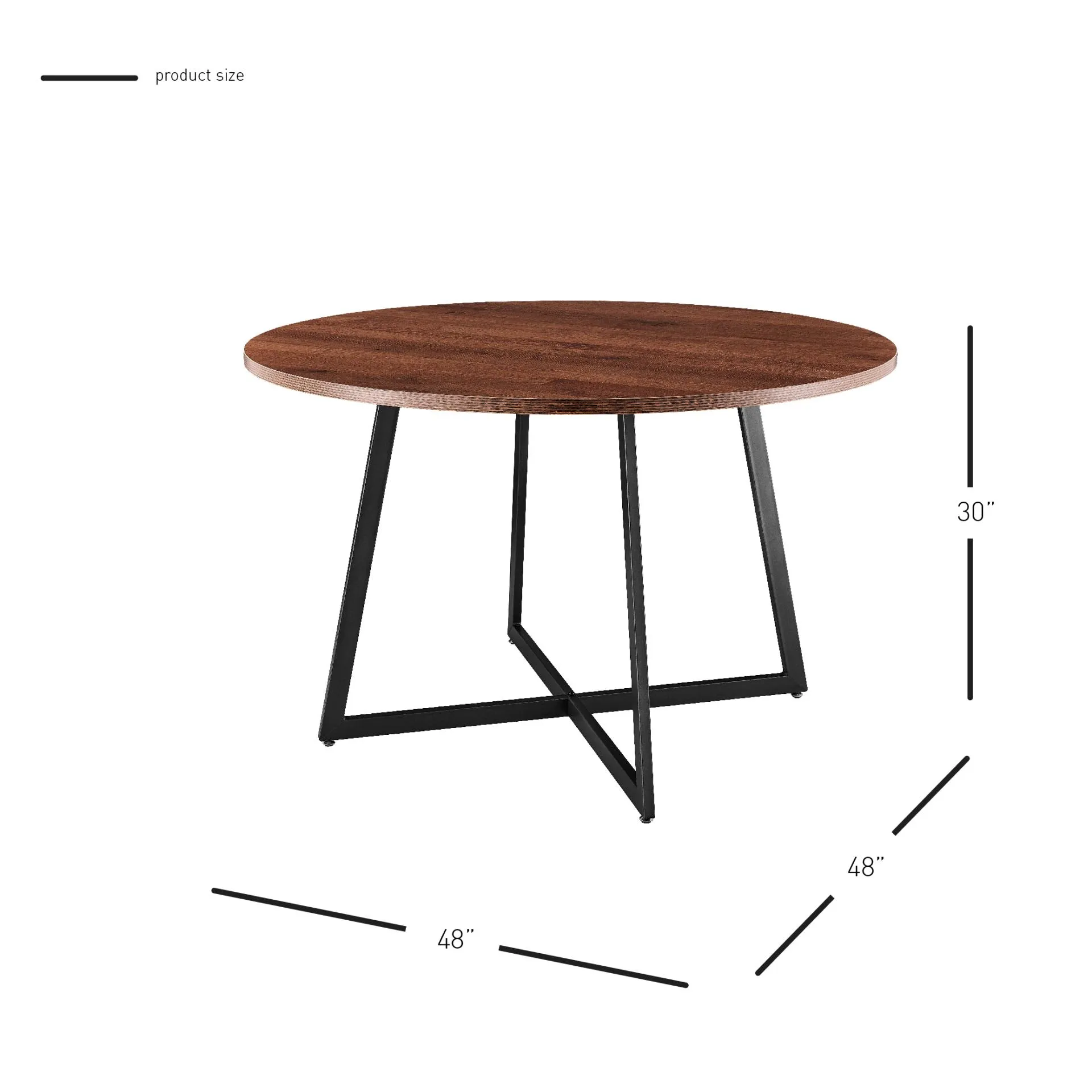 courtdale kd 48" round dining table, gliese brown(assembly required)