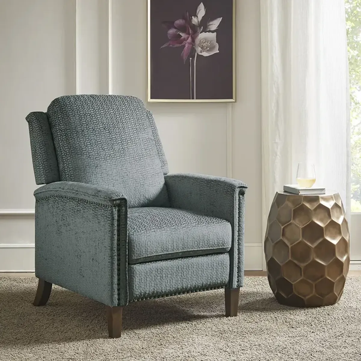 Madison Park Salina Grey Push Back Recliner