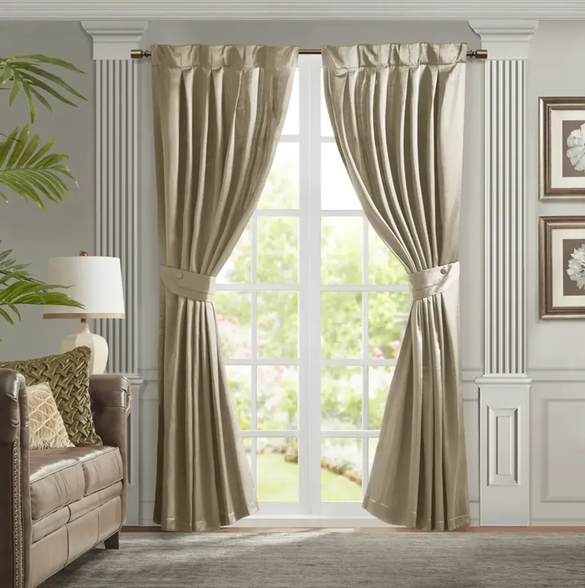 Croscill Classics Avignon Champagne Pleat Curtain Panel with Tieback (Single)