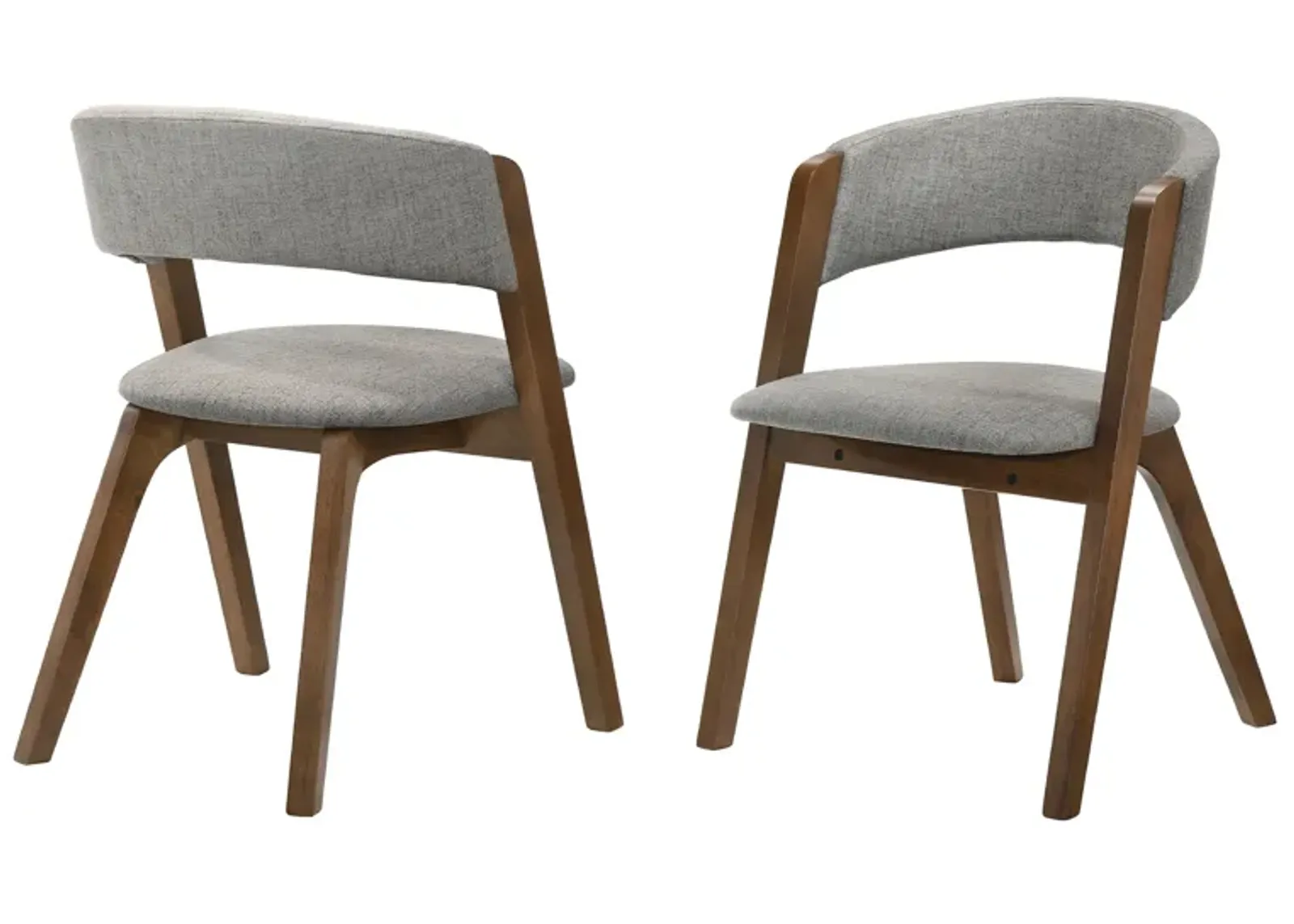 Rowan Gray Upholstered Dining Chairs in Walnut Finish - Set of 2