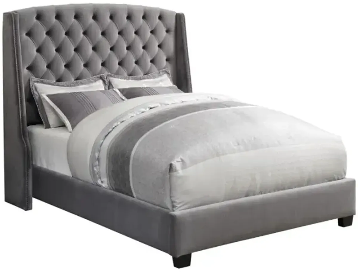 Pissarro Eastern King Tufted Upholstered Bed Grey