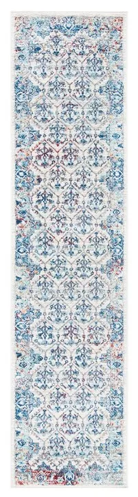 Brentwood 869 Ivory / Blue 2' X 8' Runner Powerloomed Rug