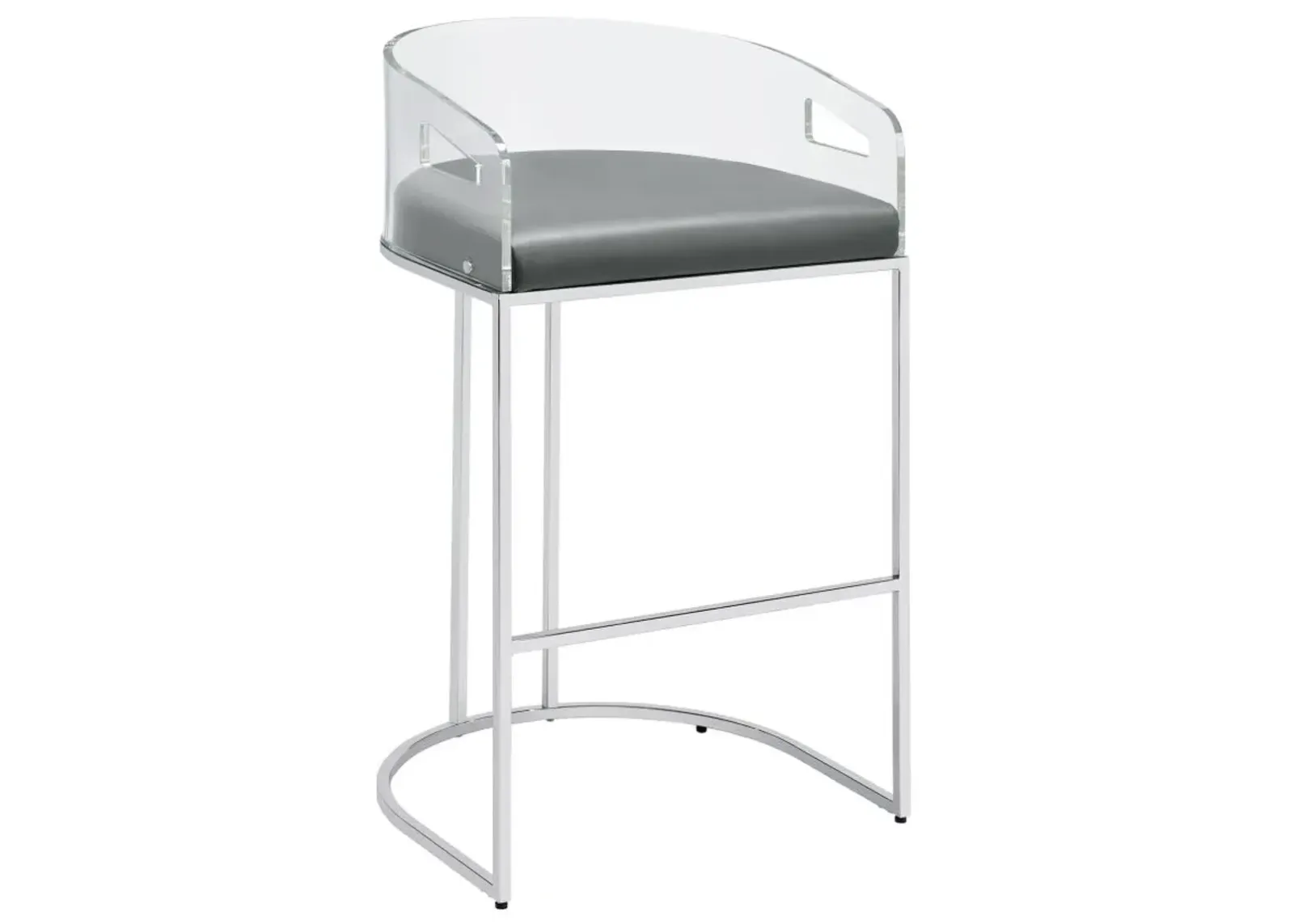 Thermosolis Acrylic Back Bar Stools Grey and Chrome (Set of 2)