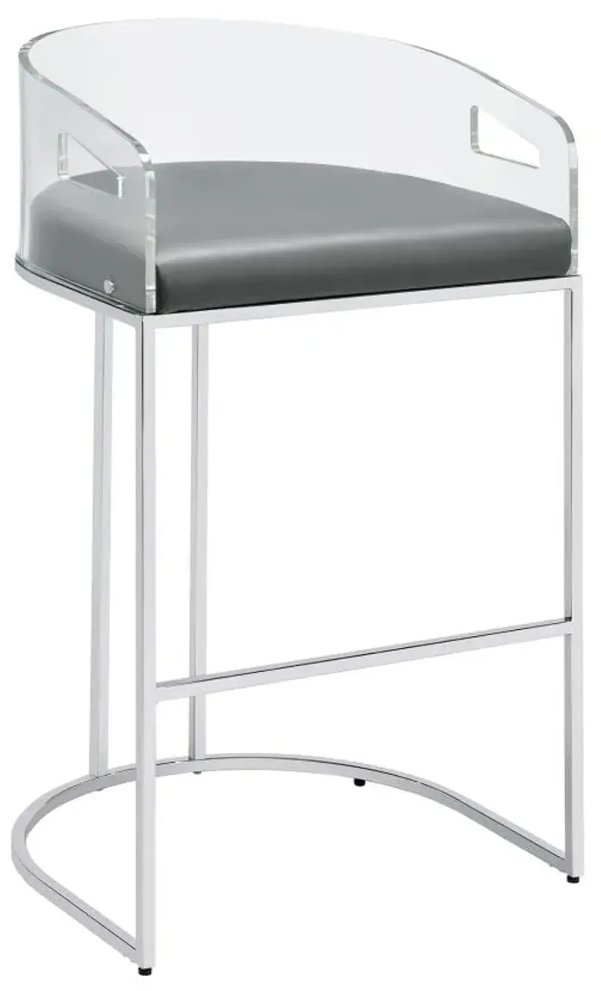 Thermosolis Acrylic Back Bar Stools Grey and Chrome (Set of 2)