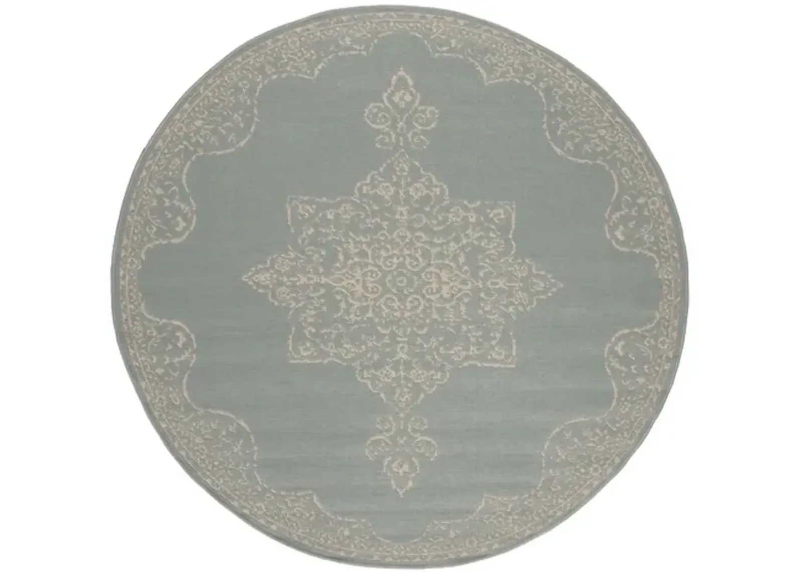 LINDEN 180 Collection LND180L-6R Cream / Aqua 6'-7" X 6'-7" Round