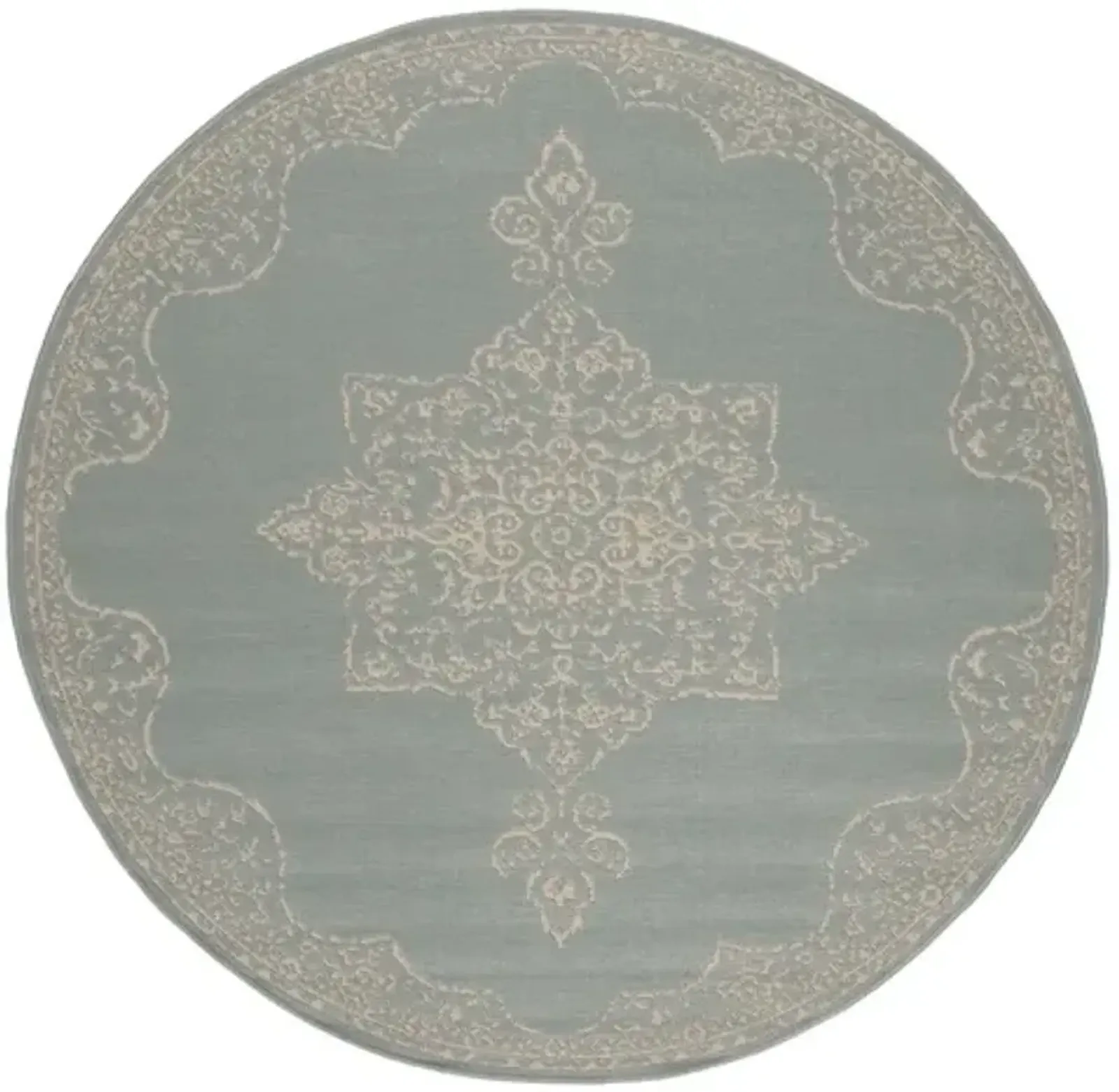 LINDEN 180 Collection LND180L-6R Cream / Aqua 6'-7" X 6'-7" Round