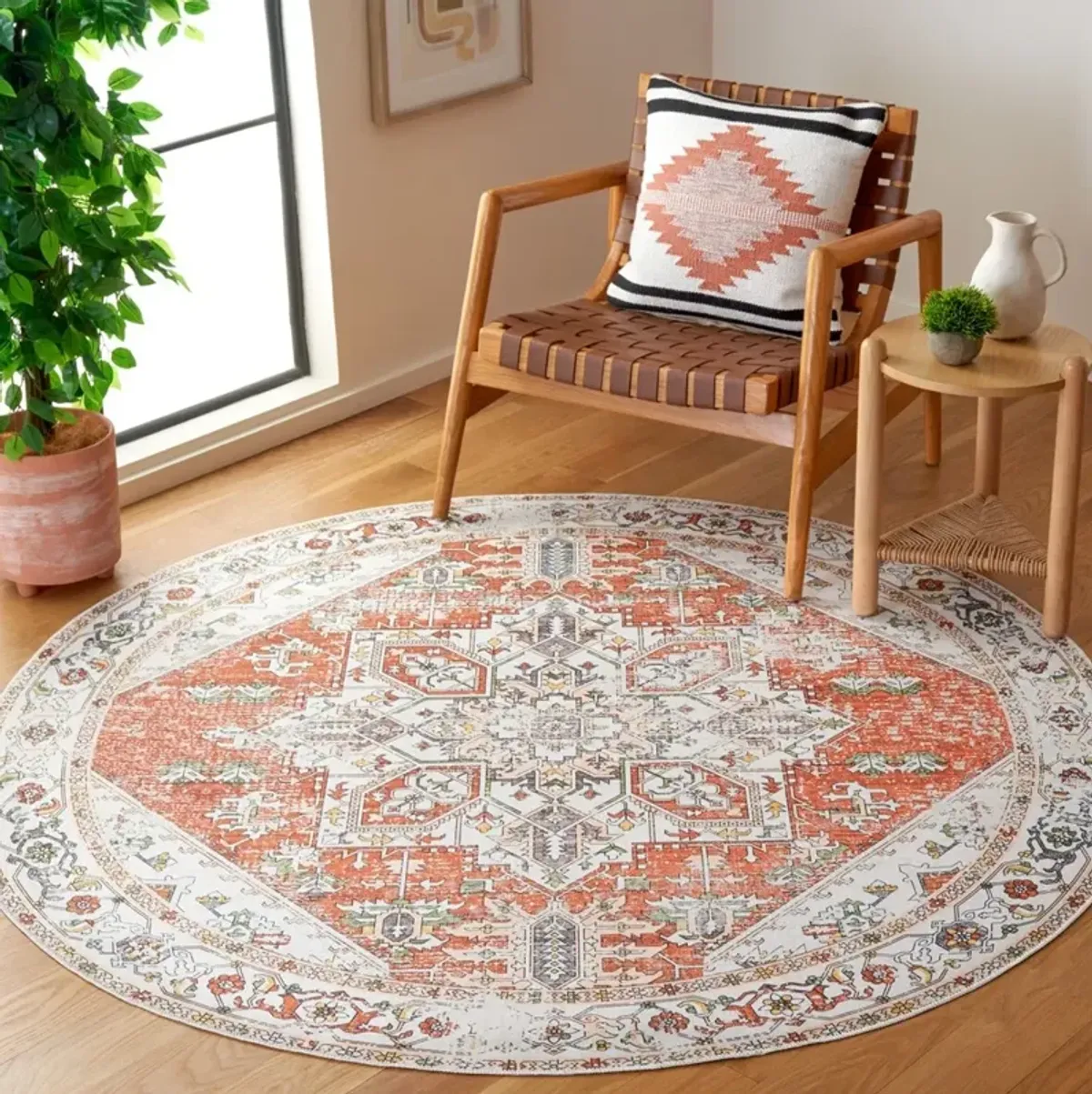 ARIZONA 120 Beige 6' X 6' Round Round Rug