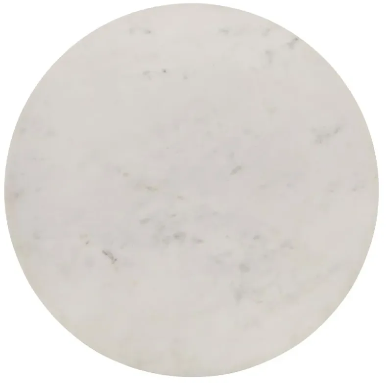 Aldis Round Marble Top End Table White and Natural