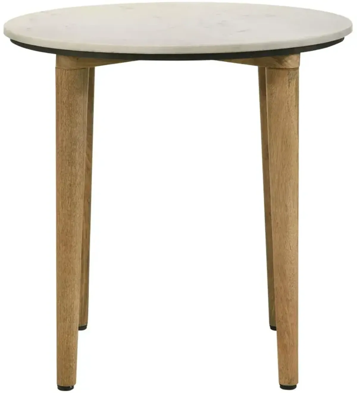 Aldis Round Marble Top End Table White and Natural