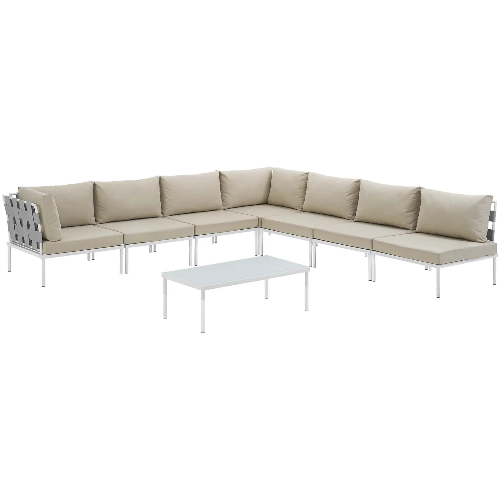 Harmony 8 Piece Outdoor Patio Aluminum Sectional Sofa Set