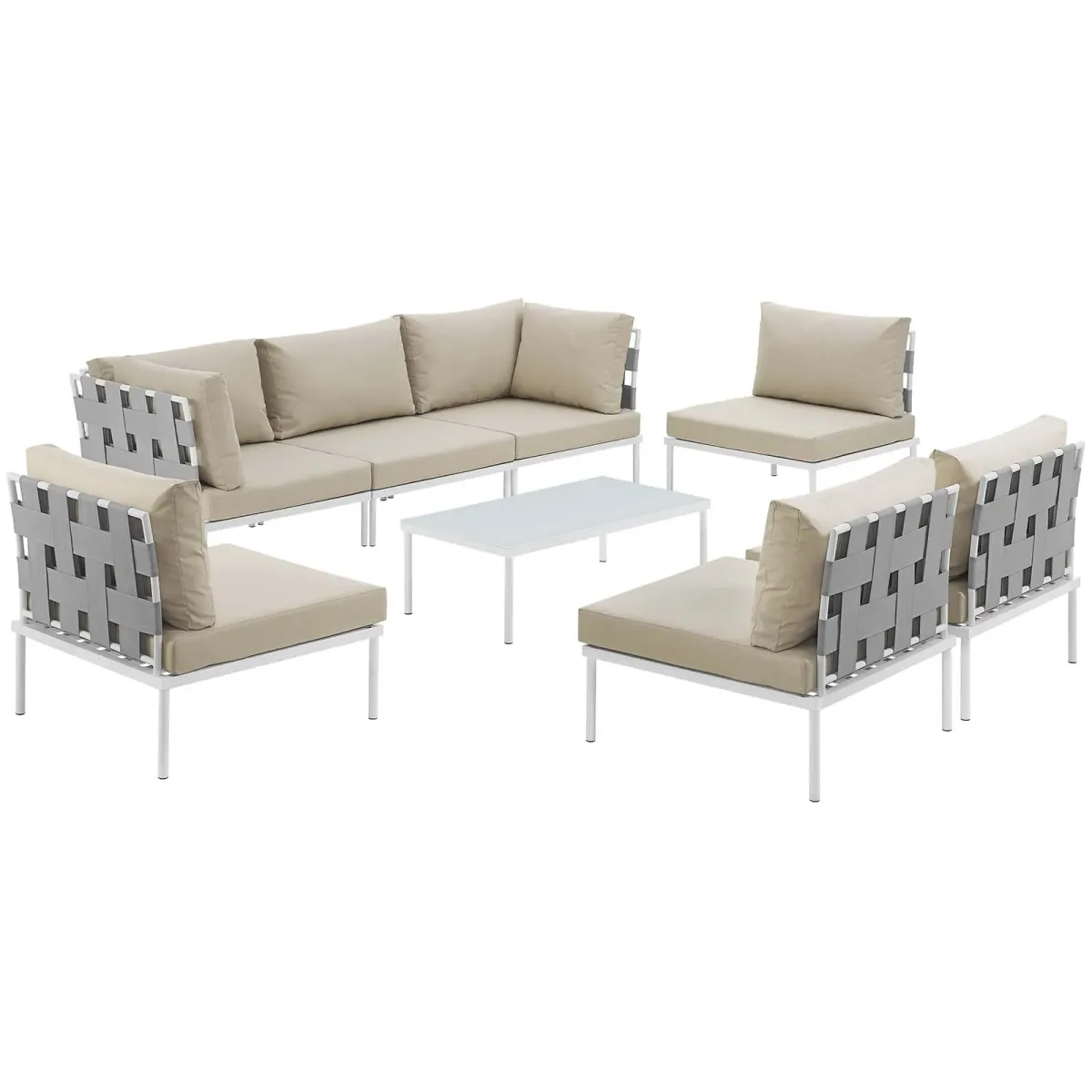 Harmony 8 Piece Outdoor Patio Aluminum Sectional Sofa Set