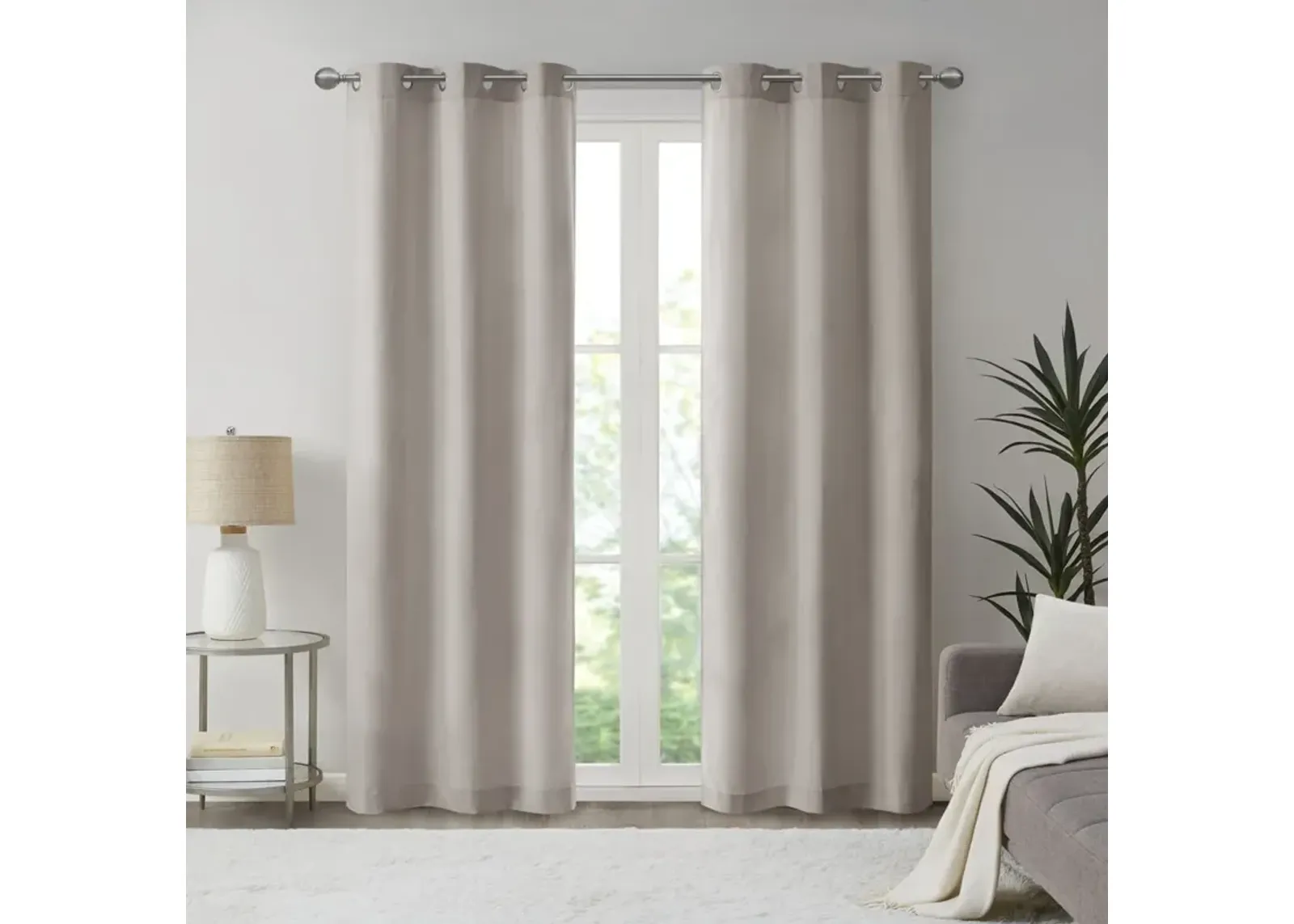 Madison Park Galen Taupe Basketweave Room Darkening Curtain Panel Pair